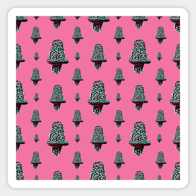 Toot Sweet - Colorful Pink Pattern Of An Owl On A Perch Sticker by sleepingdogprod